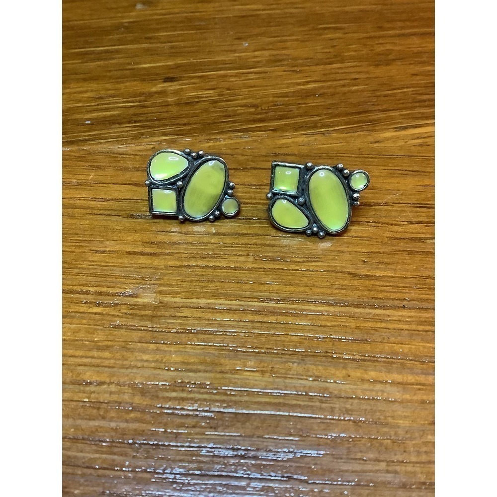 Vintage Yellow Glass‎ Clip on Earrings